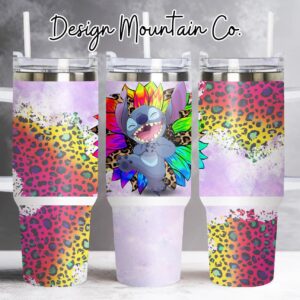 Lilo and Stitch Disney Cartoon Custom Stanley Quencher 40oz Stainless Steel Tumbler With Handle
