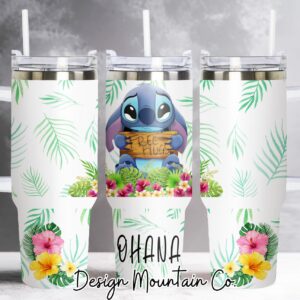 Lilo and Stitch Disney Cartoon Custom Stanley Quencher 40oz Stainless Steel Tumbler With Handle