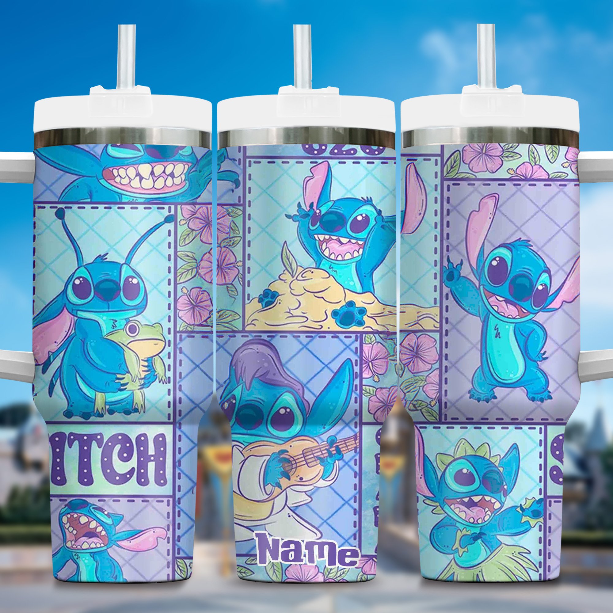 Lilo and Stitch Summer Cartoon,NFL Custom Stanley Quencher 40oz Stainless Steel Tumbler With Handle
