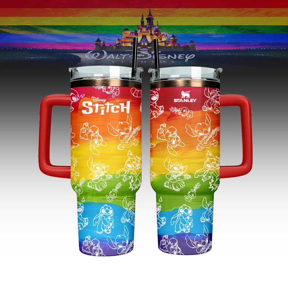 Lilo And Stitch x Pride Month Custom Stanley Quencher 40oz Stainless Steel Tumbler With Handle