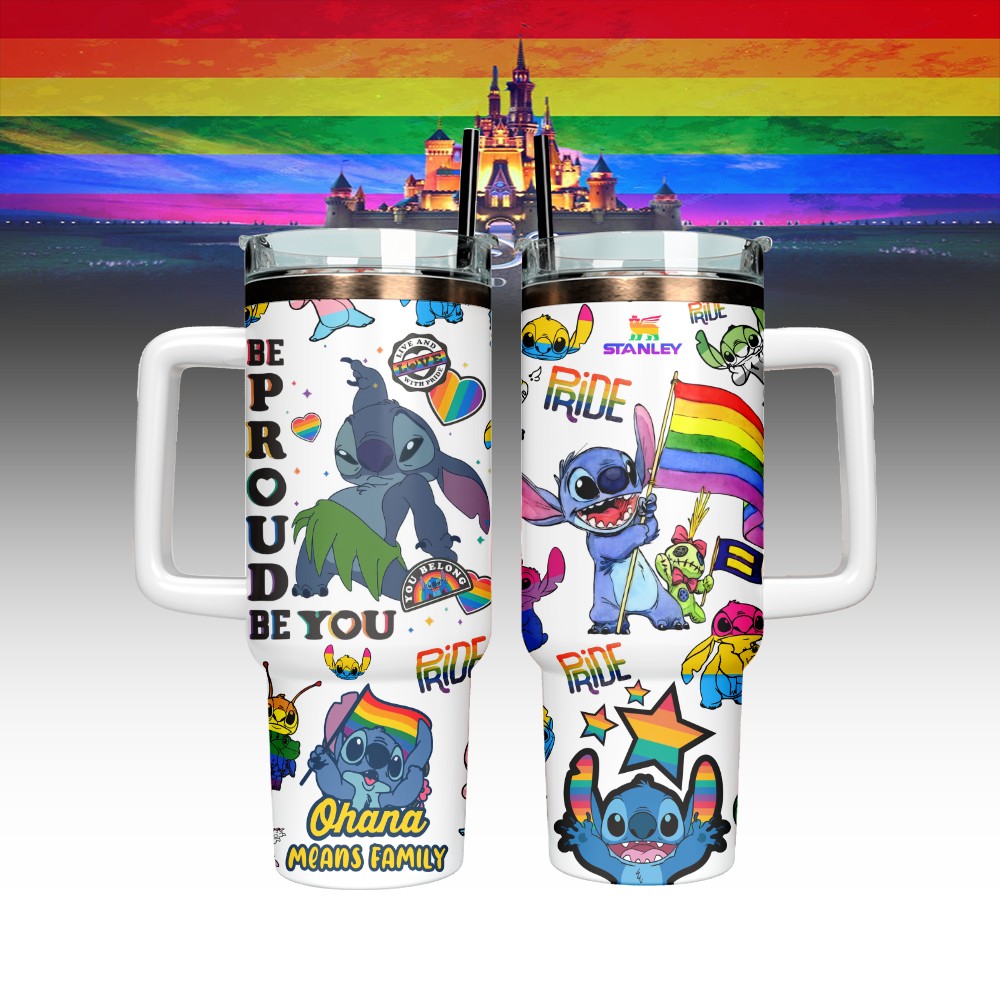 Lilo And Stitch x Pride Month Custom Stanley Quencher 40oz Stainless Steel Tumbler With Handle