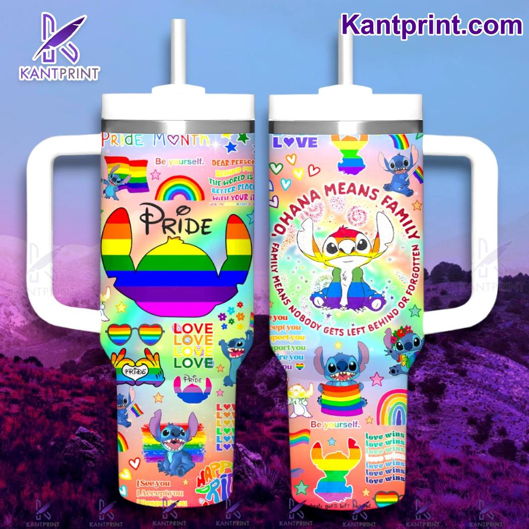 Lilo & Stitch Cartoon Custom Stanley Quencher 40oz Stainless Steel Tumbler With Handle