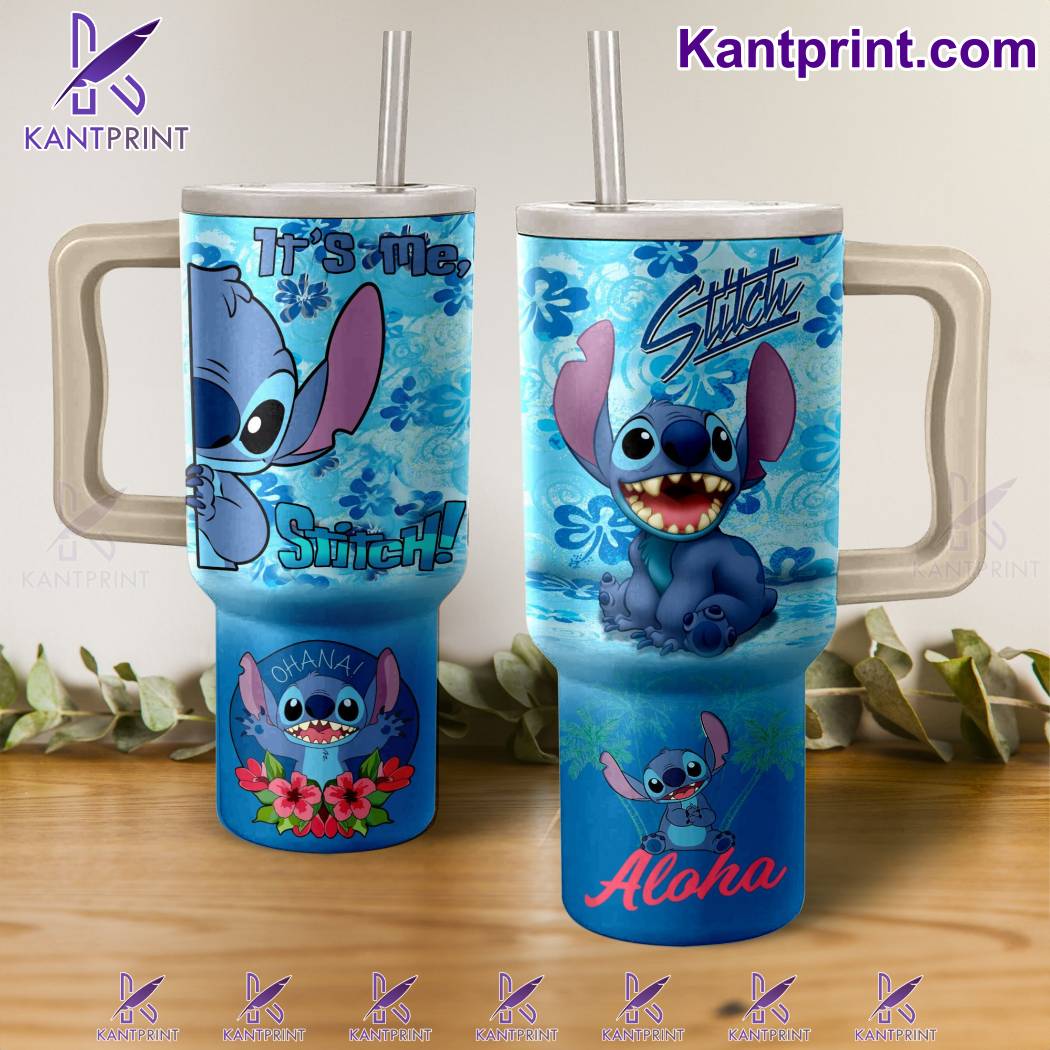 Lilo & Stitch Cartoon Custom Stanley Quencher 40oz Stainless Steel Tumbler With Handle