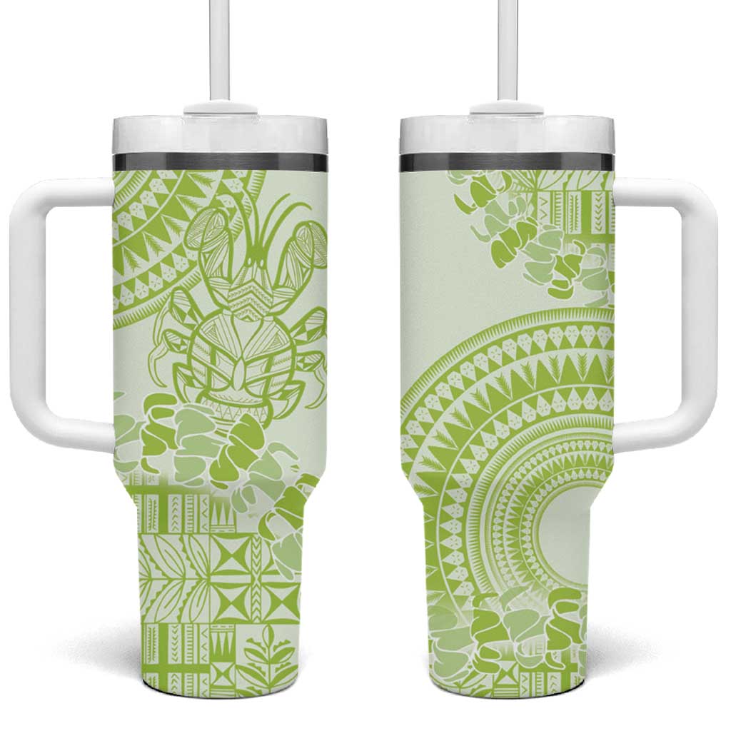 Lime Green Niue Language Week The Rock Coconut Crab Siapo Custom Stanley Quencher 40oz Stainless Steel Tumbler With Handle
