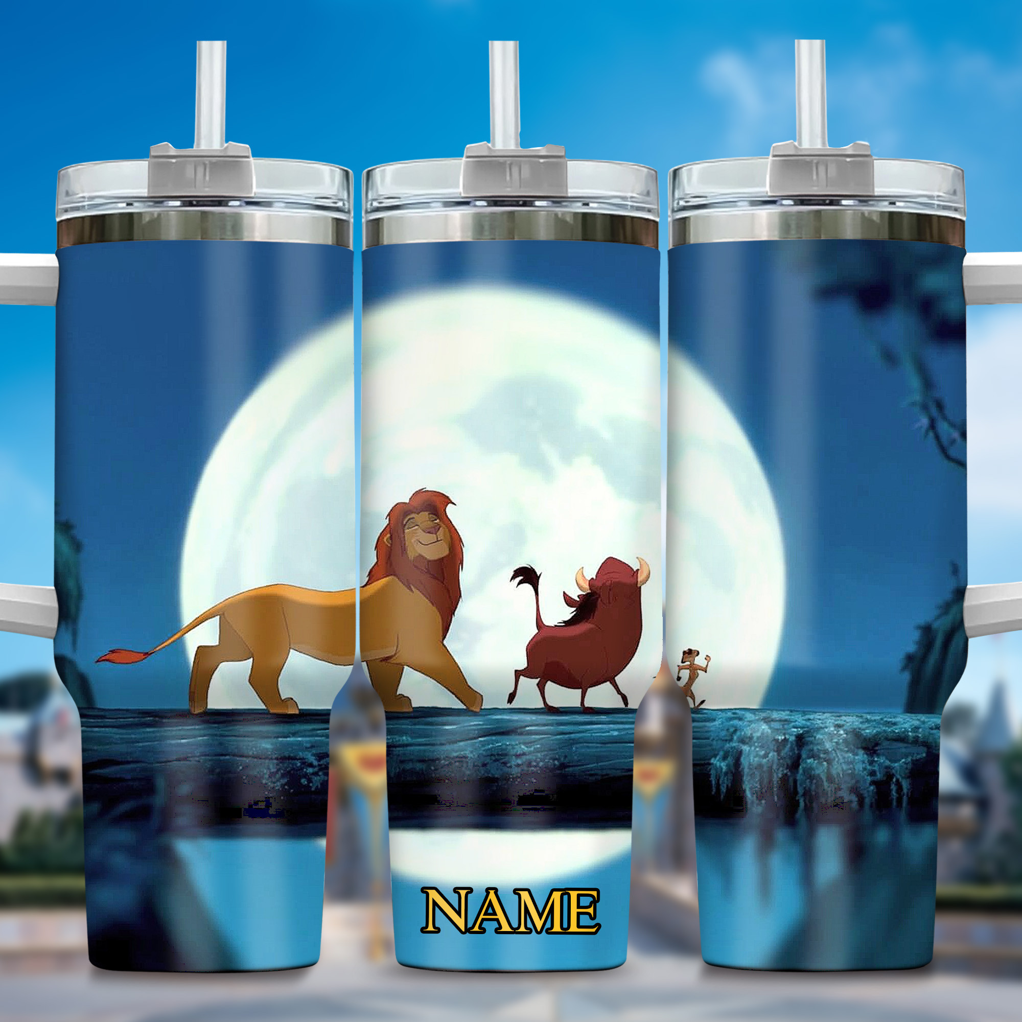 Lion King Movies Custom Stanley Quencher 40oz Stainless Steel Tumbler With Handle
