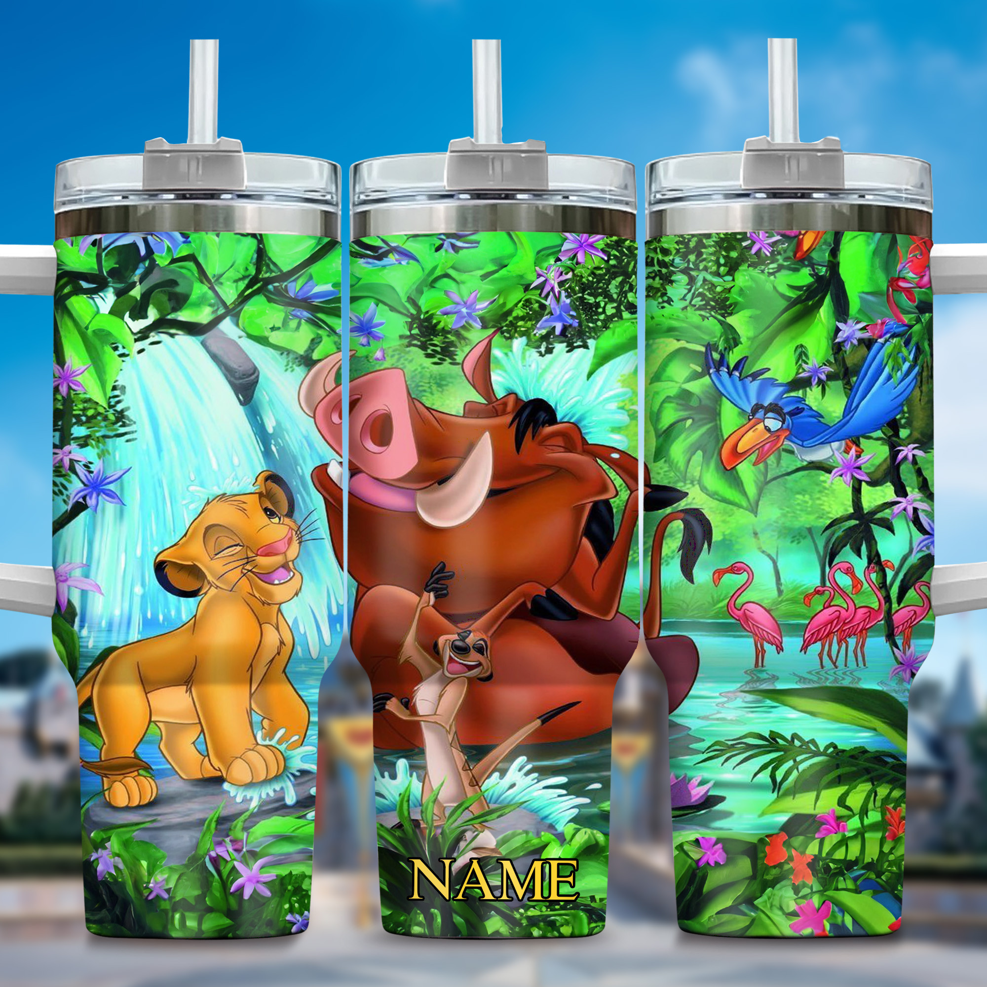 Lion King Movies Custom Stanley Quencher 40oz Stainless Steel Tumbler With Handle