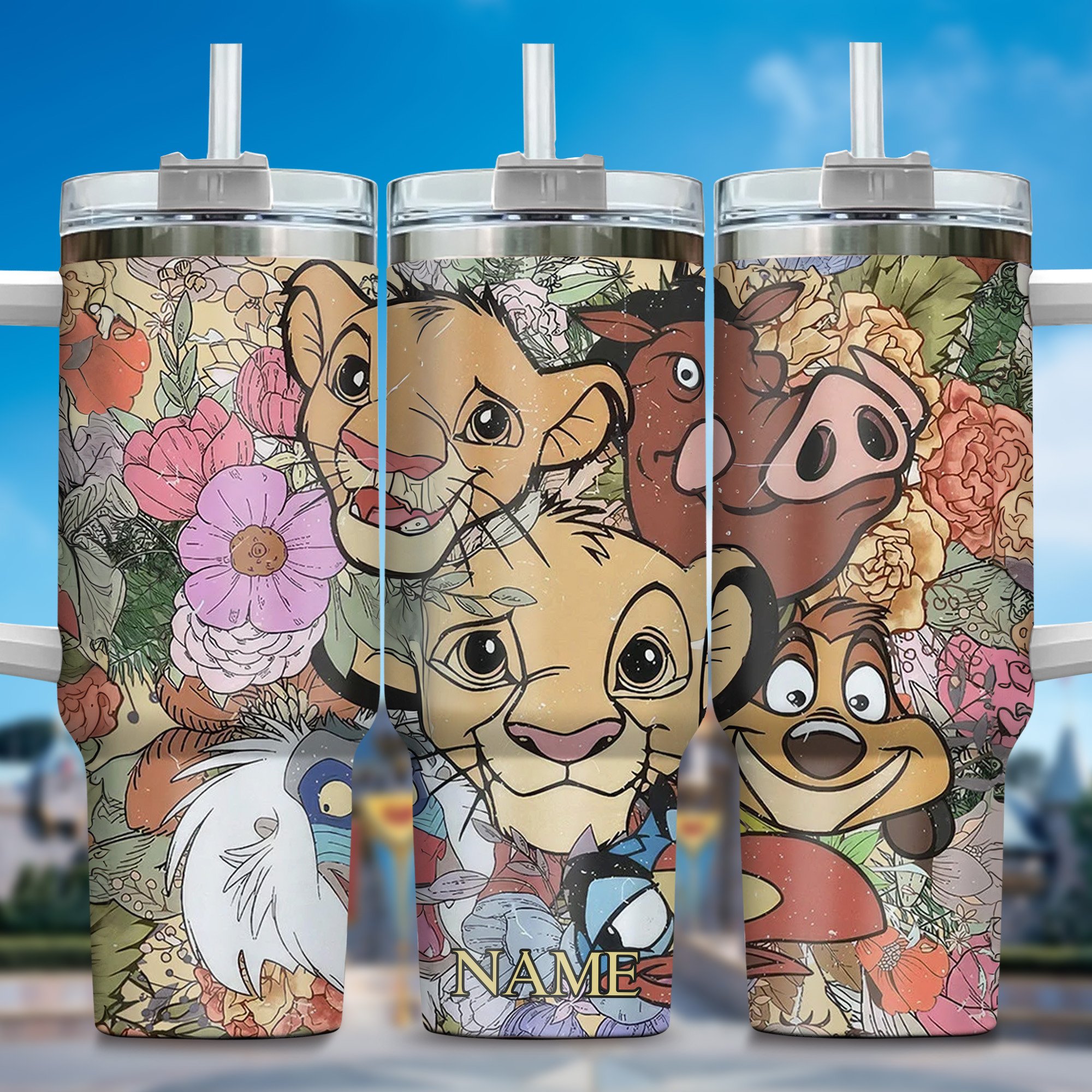 Lion King Movies Custom Stanley Quencher 40oz Stainless Steel Tumbler With Handle