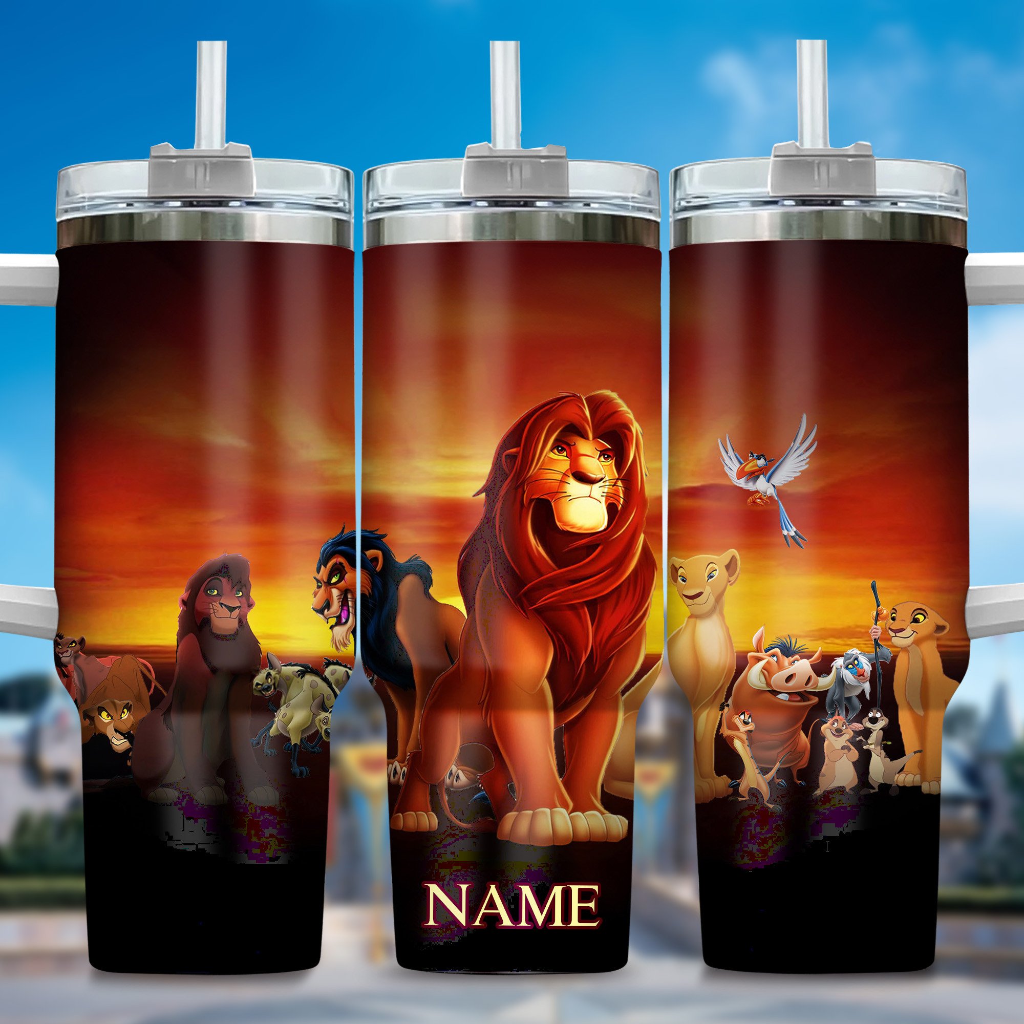 Lion King Movies Custom Stanley Quencher 40oz Stainless Steel Tumbler With Handle