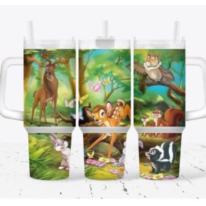 Little Deer Cartoon Custom Stanley Quencher 40oz Stainless Steel Tumbler With Handle