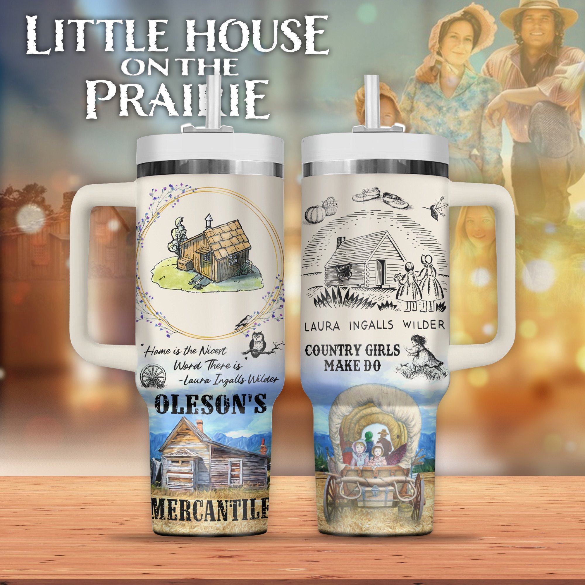 Little House on the Prairie TV Series Custom Stanley Quencher 40oz Stainless Steel Tumbler With Handle