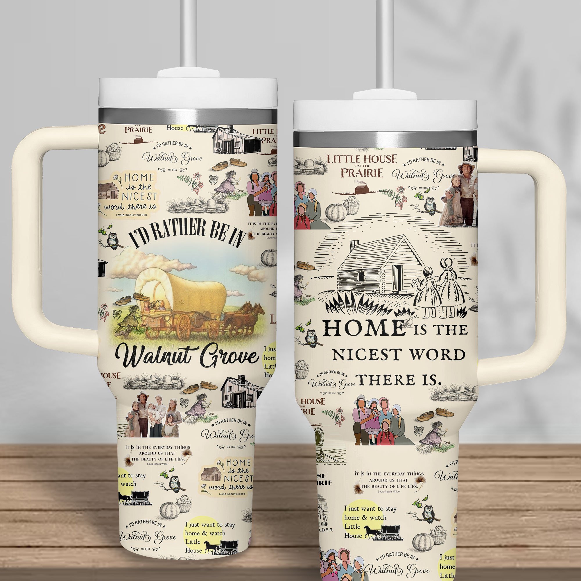 Little House on the Prairie TV Series Custom Stanley Quencher 40oz Stainless Steel Tumbler With Handle