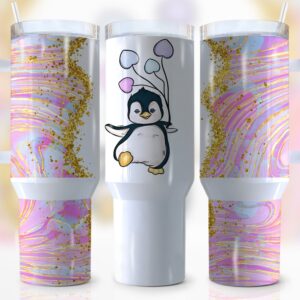 Little Penguin Custom Stanley Quencher 40oz Stainless Steel Tumbler With Handle