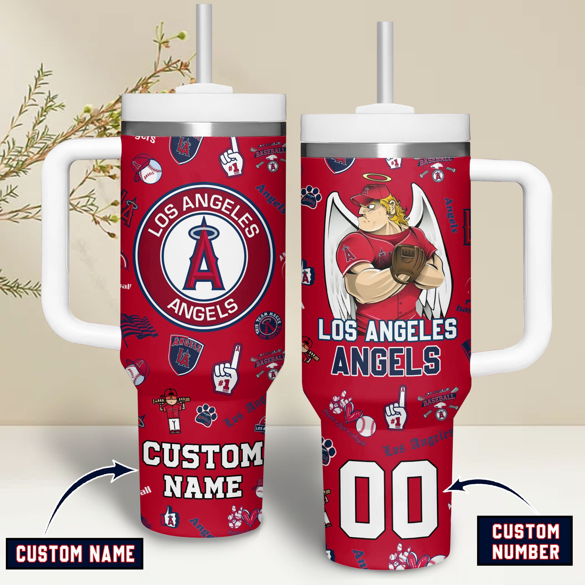Los Angeles Angels MLB Custom Stanley Quencher 40oz Stainless Steel Tumbler With Handle