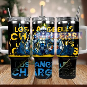 Los Angeles Chargers Custom Stanley Quencher 40oz Stainless Steel Tumbler With Handle