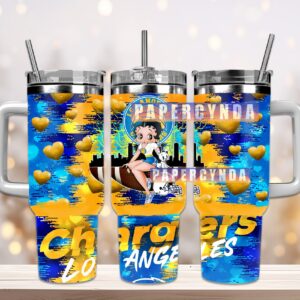 Los Angeles Chargers Custom Stanley Quencher 40oz Stainless Steel Tumbler With Handle