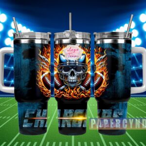 Los Angeles Chargers Custom Stanley Quencher 40oz Stainless Steel Tumbler With Handle