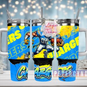 Los Angeles Chargers Custom Stanley Quencher 40oz Stainless Steel Tumbler With Handle