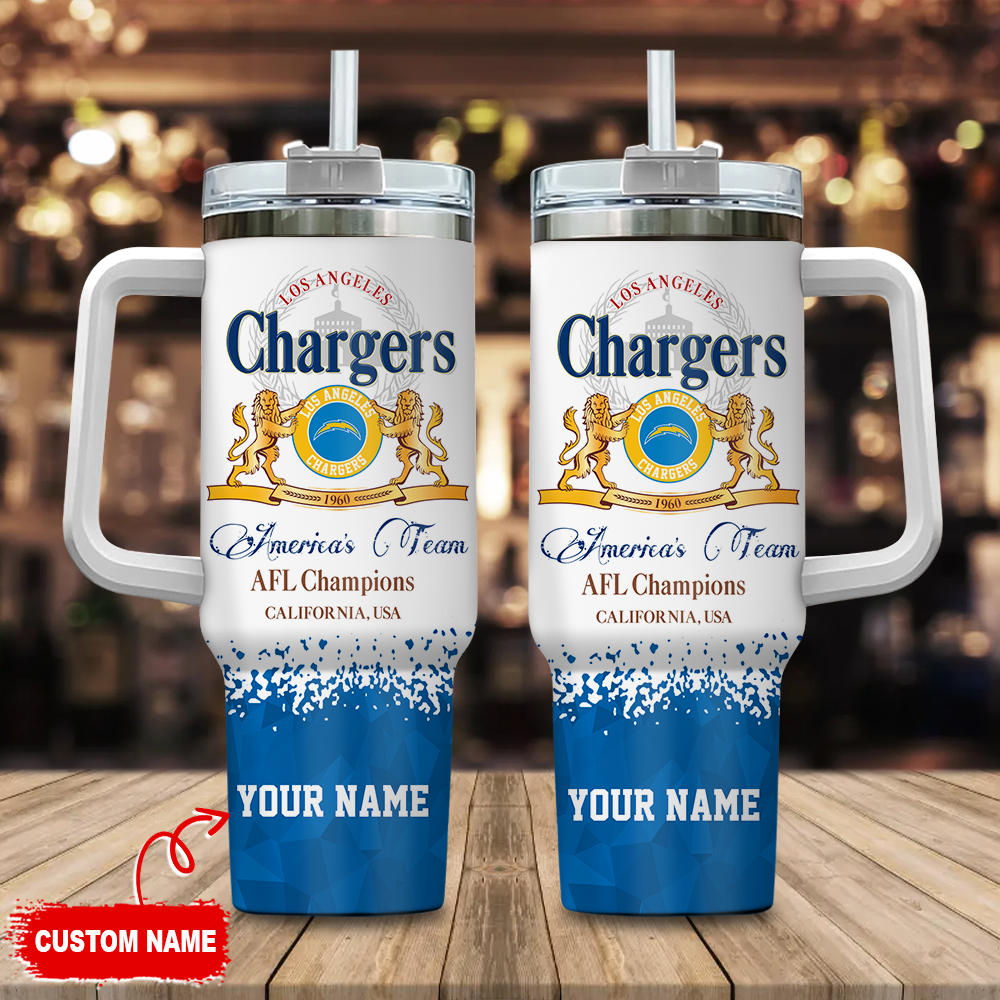 Los Angeles Chargers NFL Champions Modelo Custom Stanley Quencher 40oz Stainless Steel Tumbler With Handle