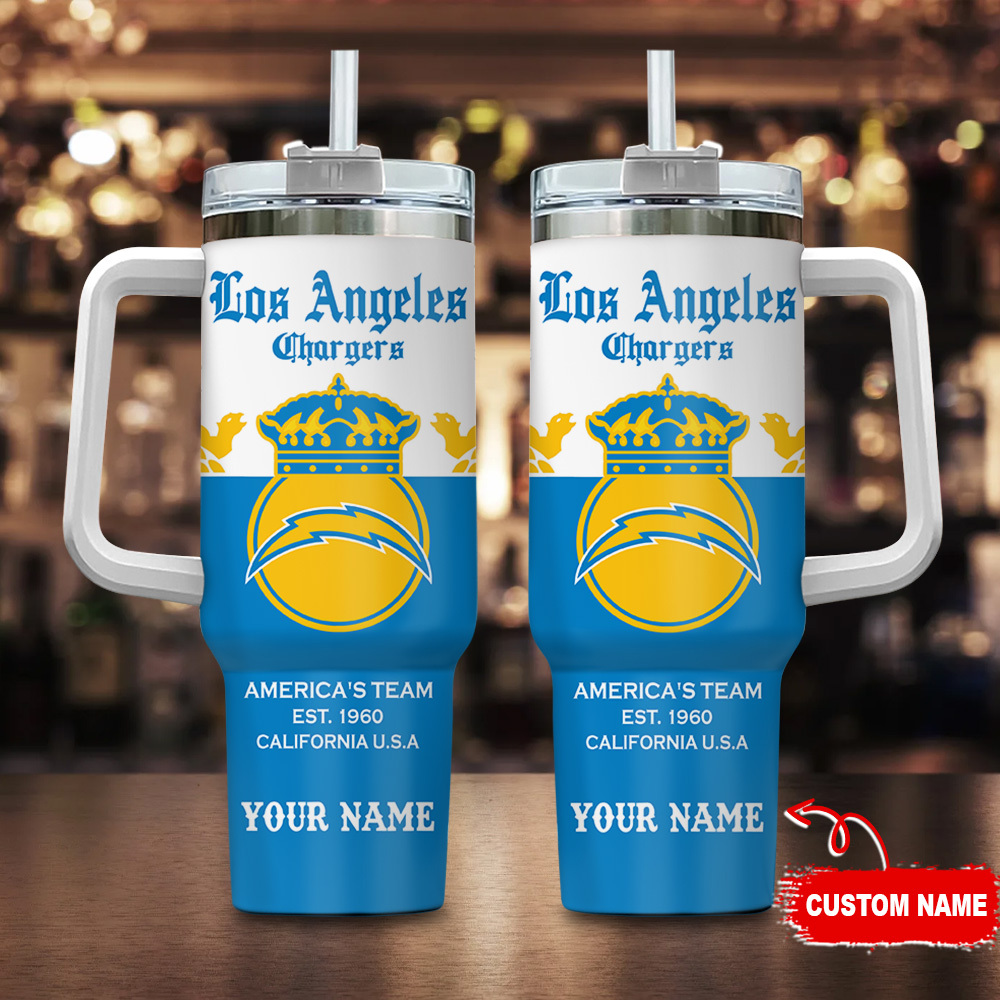 Los Angeles Chargers NFL Corona Extra Custom Stanley Quencher 40oz Stainless Steel Tumbler With Handle