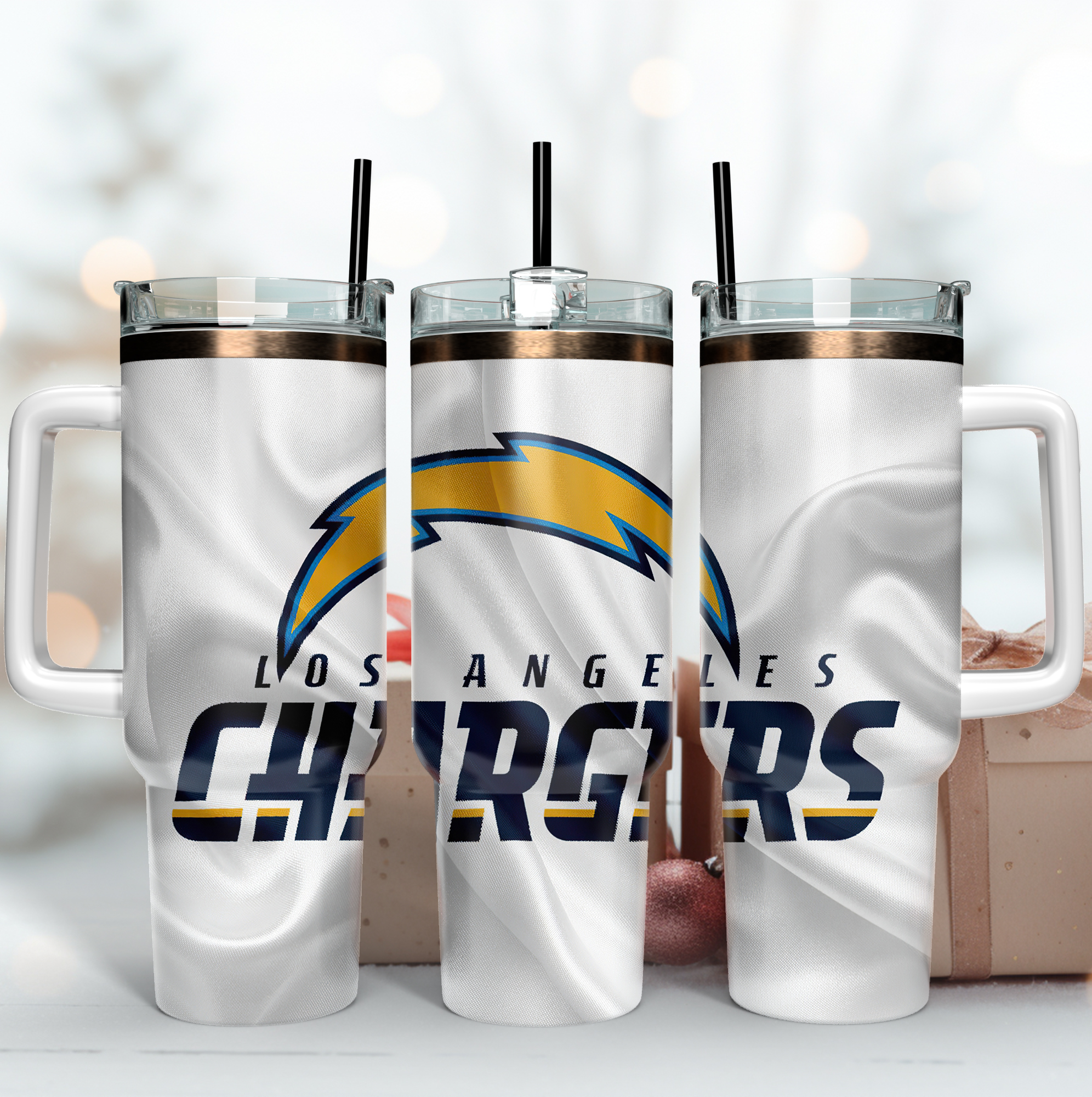 Los Angeles Chargers NFL Custom Stanley Quencher 40oz Stainless Steel Tumbler With Handle