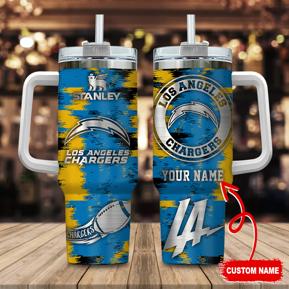Los Angeles Chargers NFL Custom Stanley Quencher 40oz Stainless Steel Tumbler With Handle