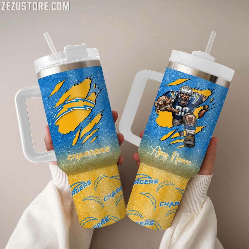 Los Angeles Chargers NFL Custom Stanley Quencher 40oz Stainless Steel Tumbler With Handle