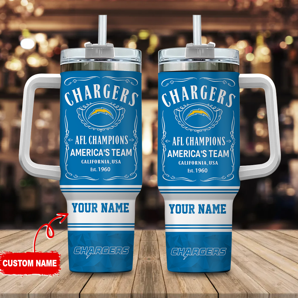 Los Angeles Chargers NFL Custom Stanley Quencher 40oz Stainless Steel Tumbler With Handle