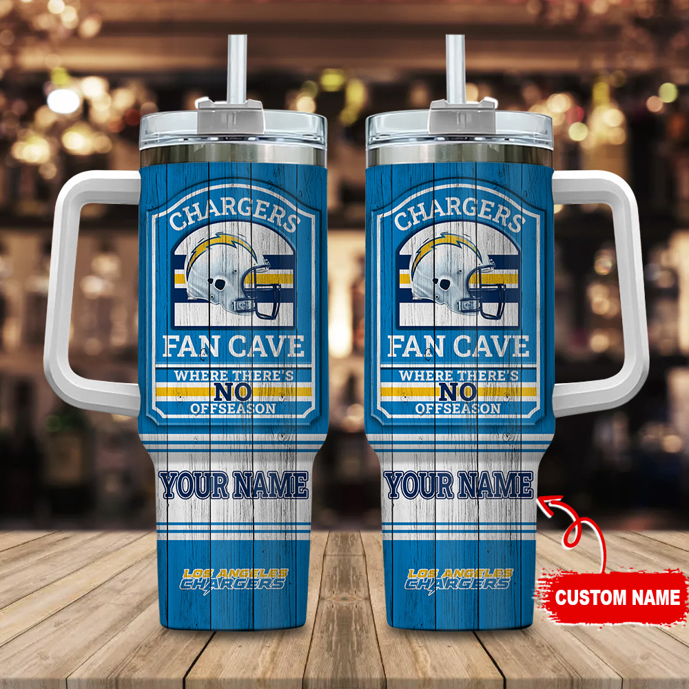 Los Angeles Chargers NFL Fan Cave Custom Stanley Quencher 40oz Stainless Steel Tumbler With Handle