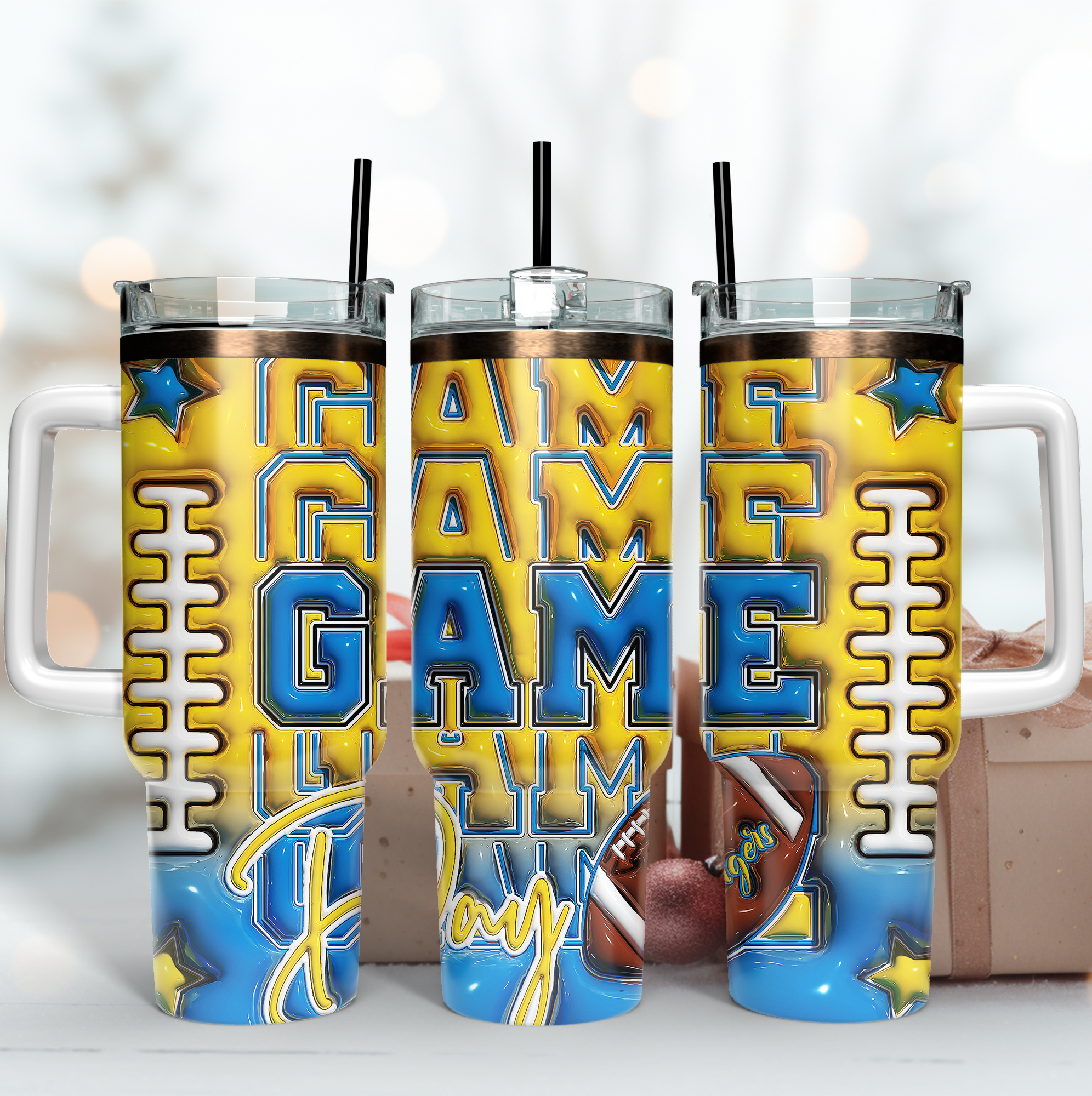 Los Angeles Chargers NFL Game Day Custom Stanley Quencher 40oz Stainless Steel Tumbler With Handle