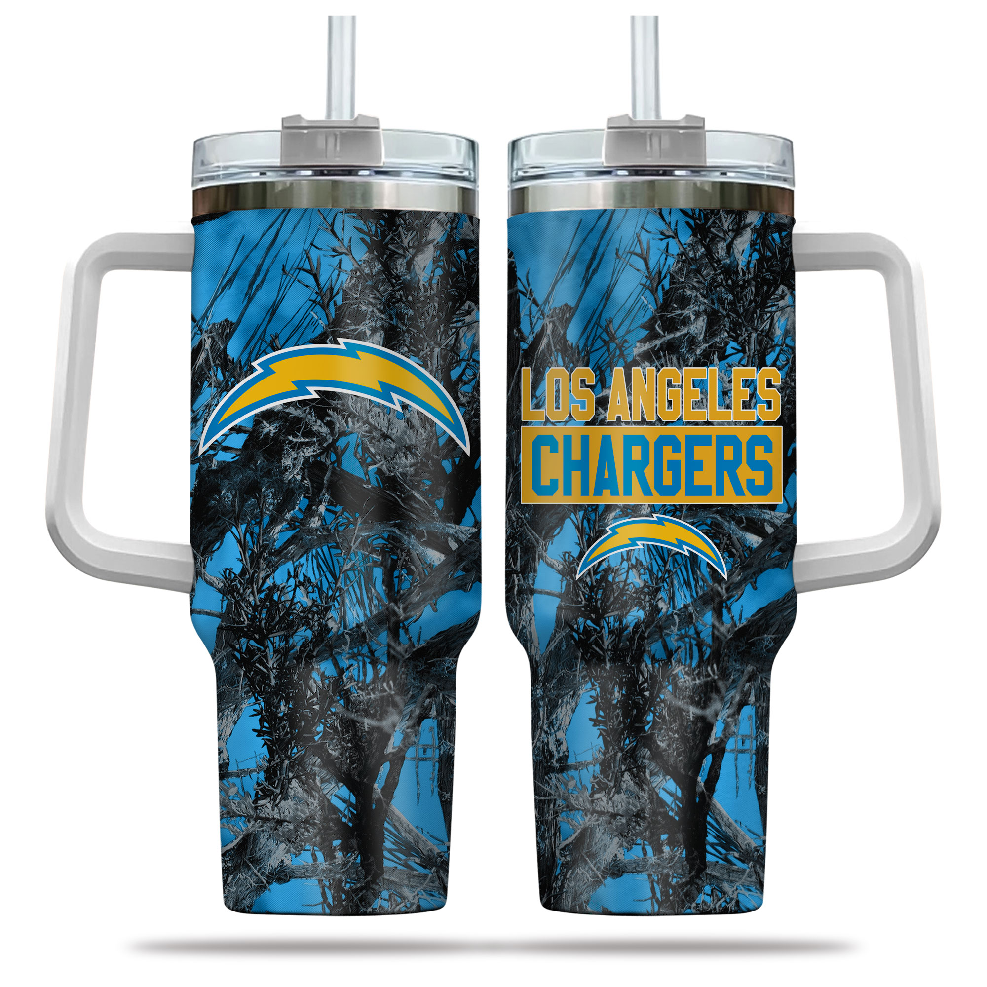 Los Angeles Chargers NFL Hunting Custom Stanley Quencher 40oz Stainless Steel Tumbler With Handle