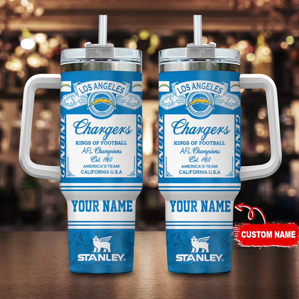 Los Angeles Chargers NFL Kings Of Football Custom Stanley Quencher 40oz Stainless Steel Tumbler With Handle