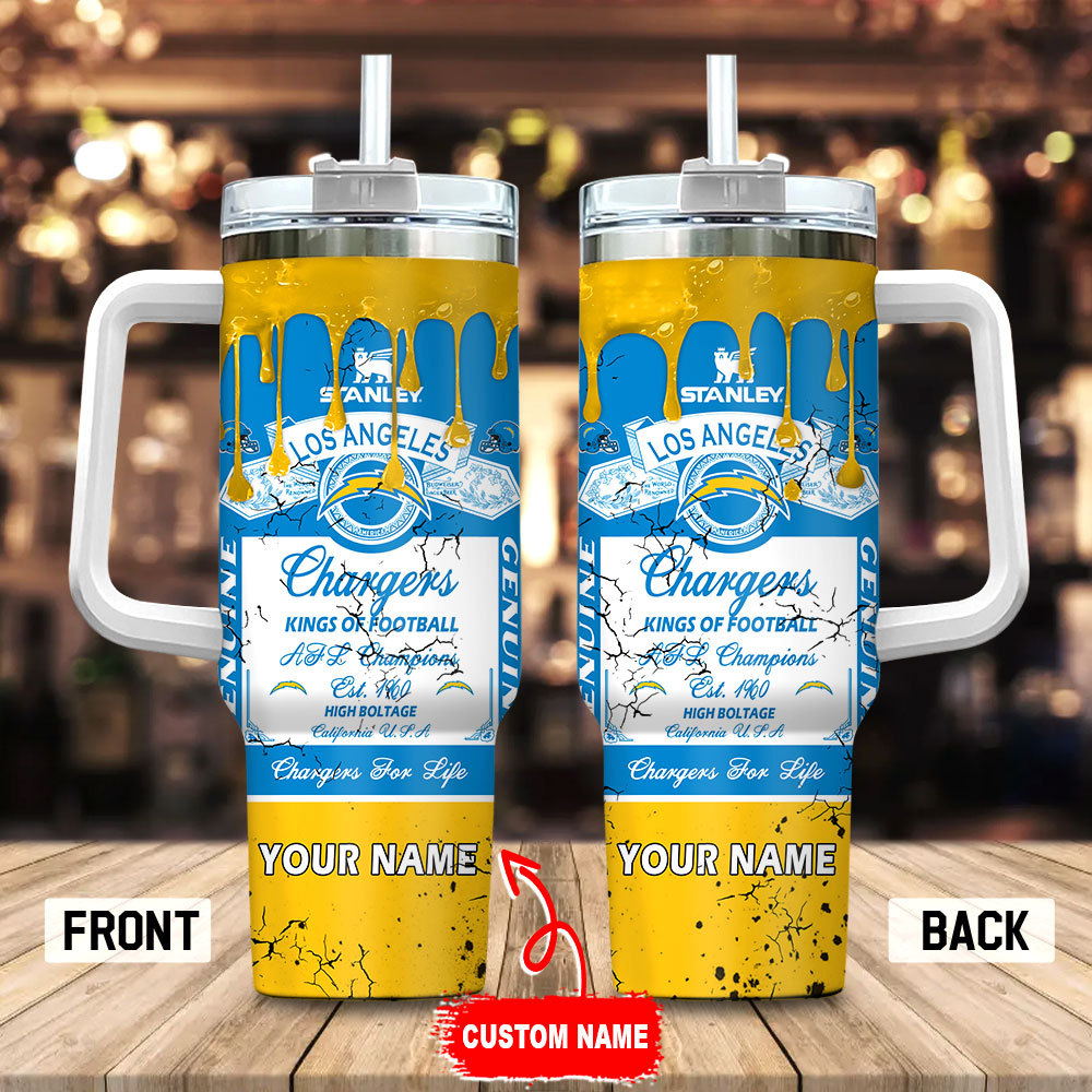 Los Angeles Chargers NFL Kings Of Football Custom Stanley Quencher 40oz Stainless Steel Tumbler With Handle