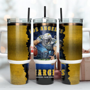 Los Angeles Chargers NFL Mascot Custom Stanley Quencher 40oz Stainless Steel Tumbler With Handle