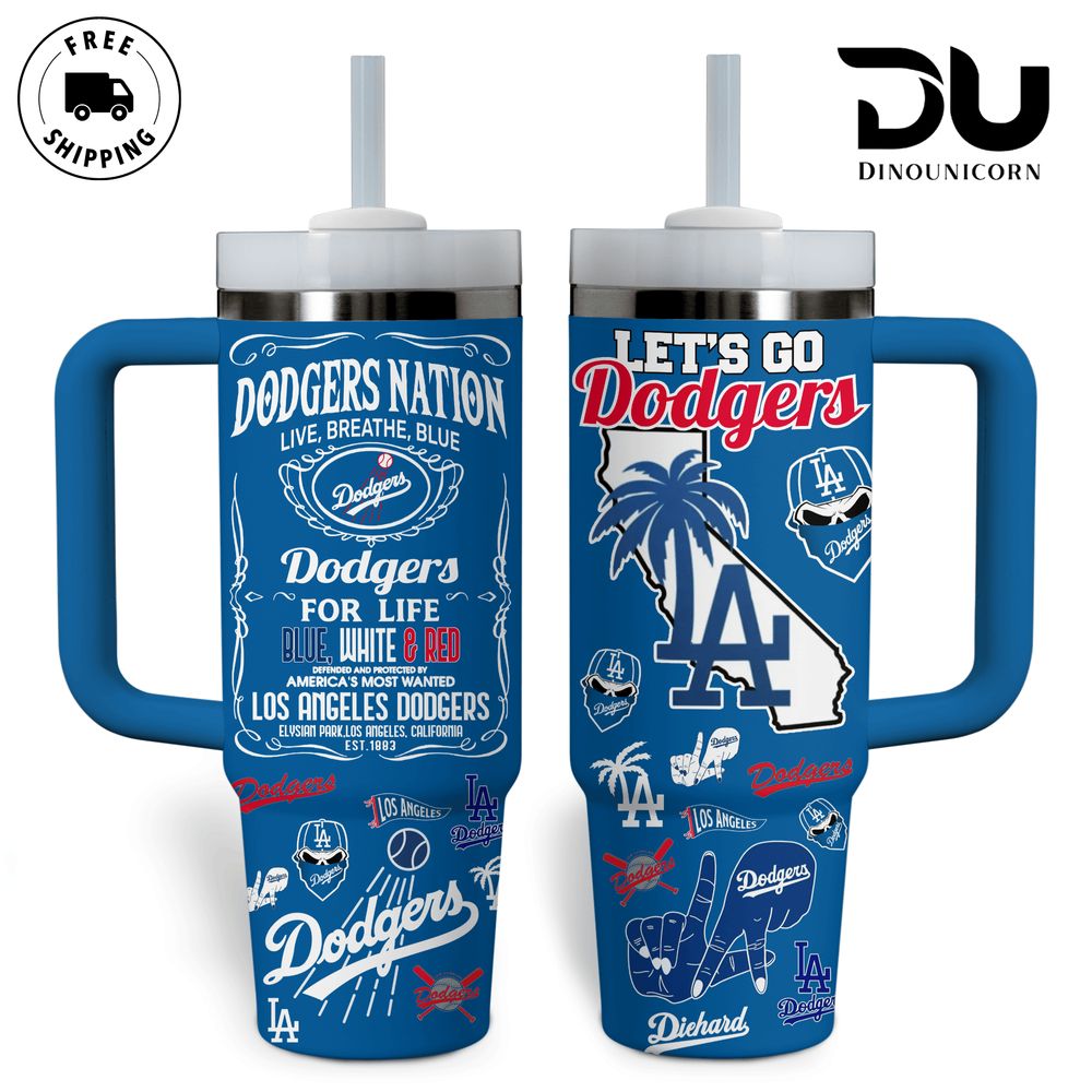 Los Angeles Dodgers MLB Custom Stanley Quencher 40oz Stainless Steel Tumbler With Handle