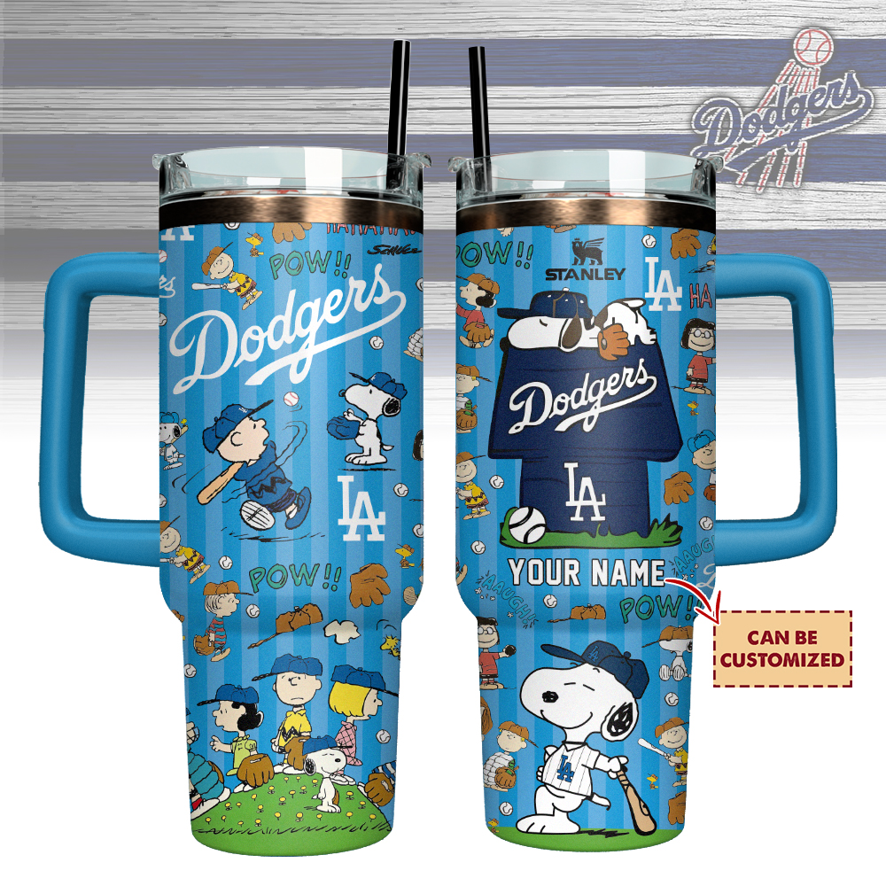 Los Angeles Dodgers x Peanuts Custom Stanley Quencher 40oz Stainless Steel Tumbler With Handle