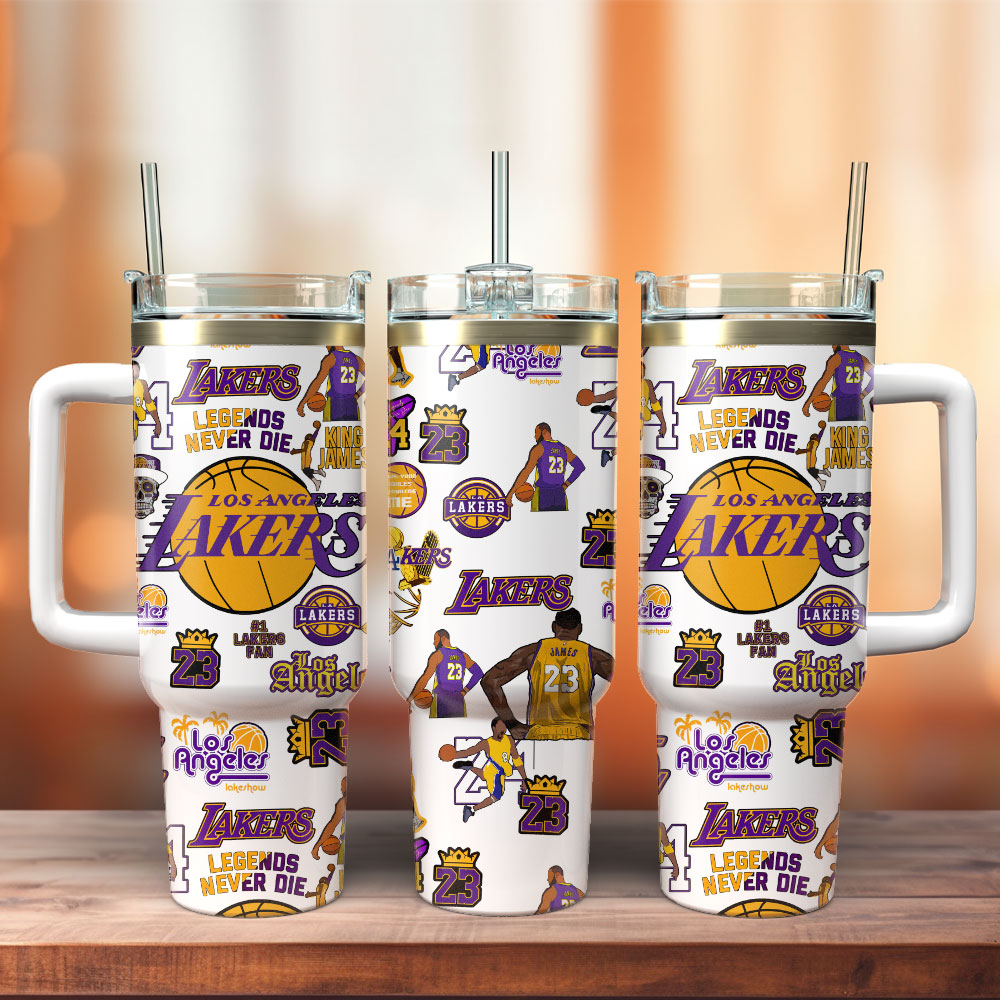 Los Angeles Lakers Basketball NBA Sport Custom Stanley Quencher 40oz Stainless Steel Tumbler With Handle