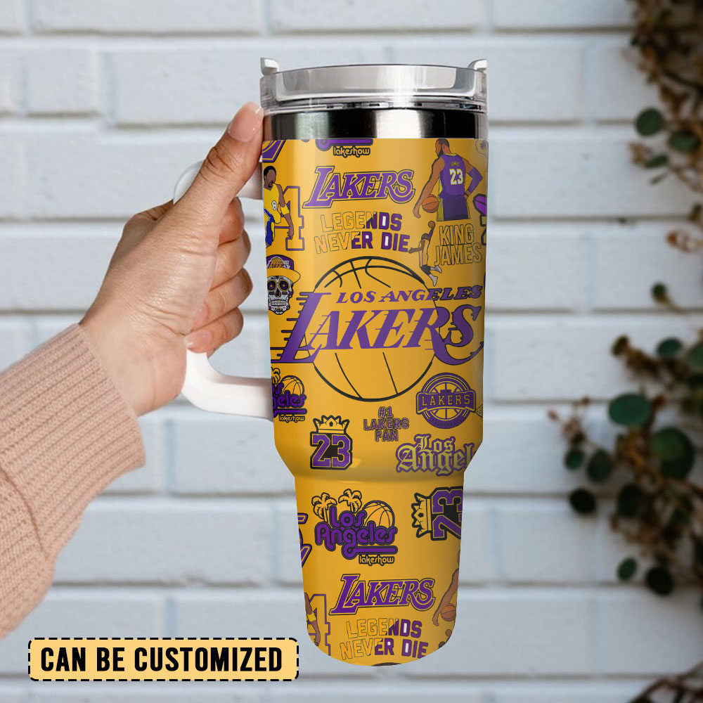 Los Angeles Lakers Basketball NBA Sport Custom Stanley Quencher 40oz Stainless Steel Tumbler With Handle