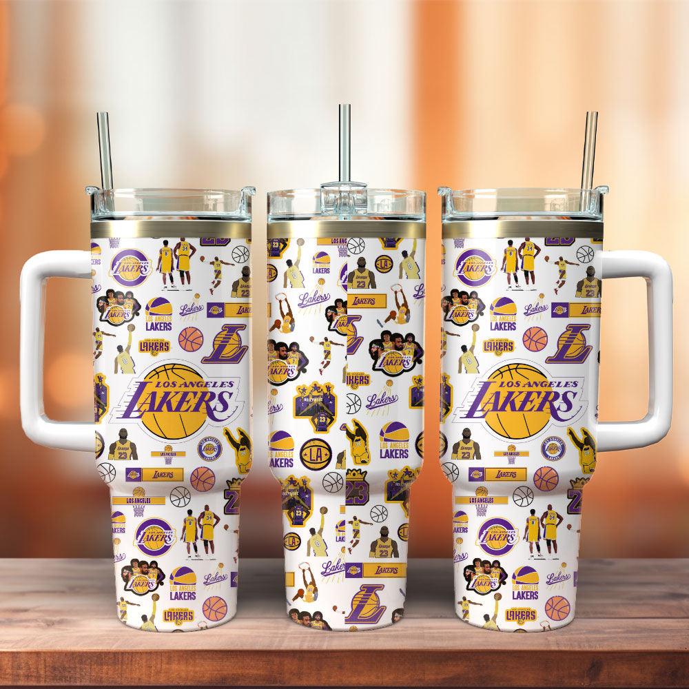 Los Angeles Lakers NBA Basketball Custom Stanley Quencher 40oz Stainless Steel Tumbler With Handle