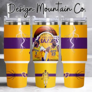 Los Angeles Lakers NBA Custom Stanley Quencher 40oz Stainless Steel Tumbler With Handle