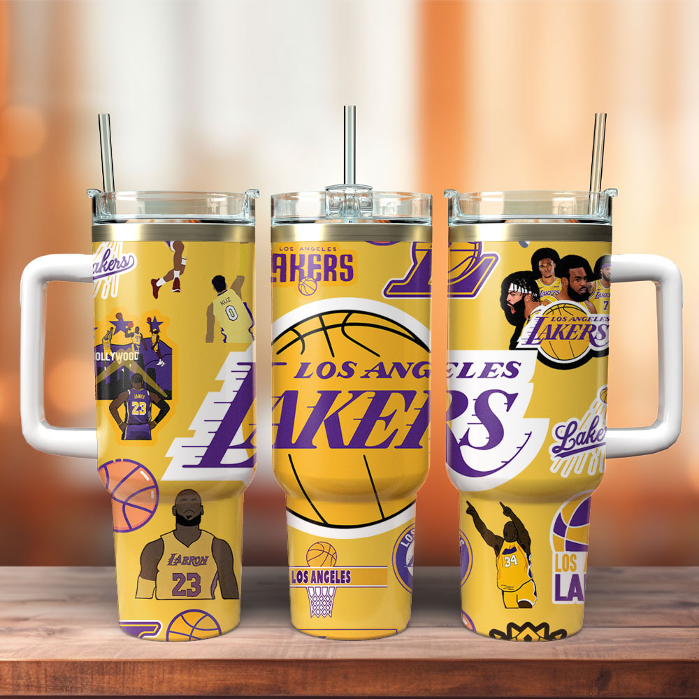 Los Angeles Lakers NBA Sport Custom Stanley Quencher 40oz Stainless Steel Tumbler With Handle