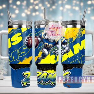 Los Angeles Rams Custom Stanley Quencher 40oz Stainless Steel Tumbler With Handle