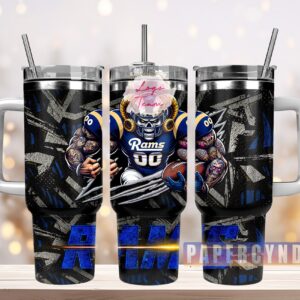 Los Angeles Rams Custom Stanley Quencher 40oz Stainless Steel Tumbler With Handle