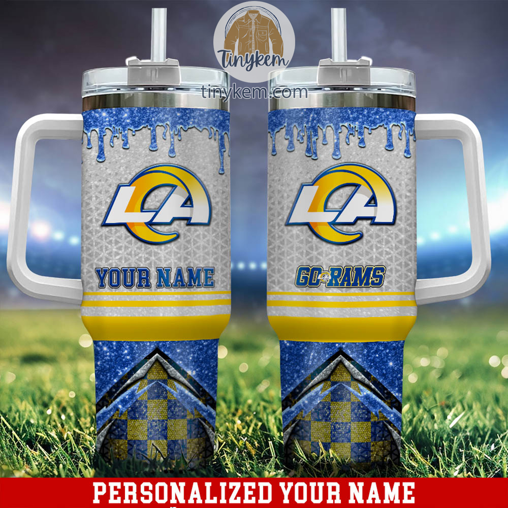 Los Angeles Rams Glitter NFL Custom Stanley Quencher 40oz Stainless Steel Tumbler With Handle