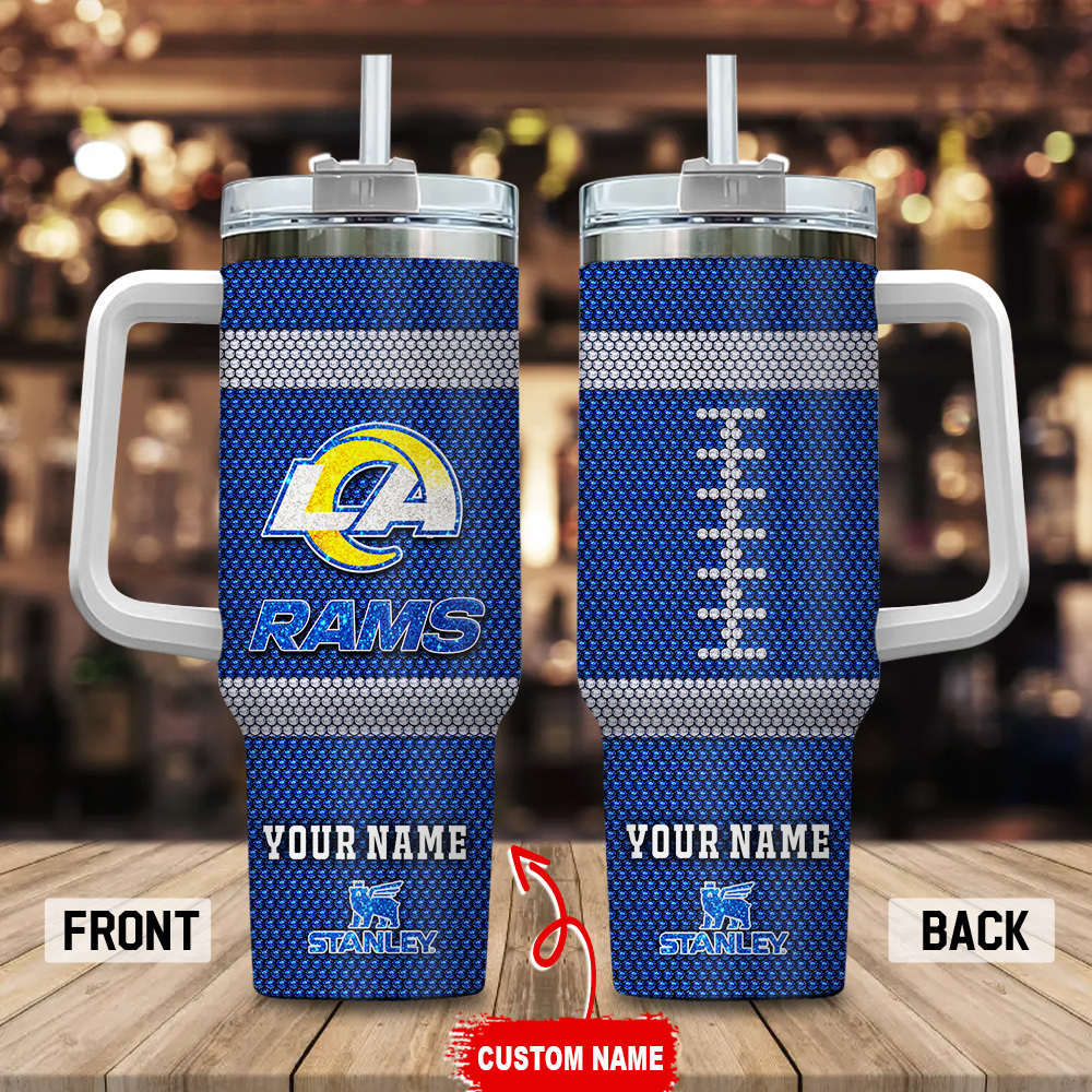 Los Angeles Rams NFL Crystal Custom Stanley Quencher 40oz Stainless Steel Tumbler With Handle