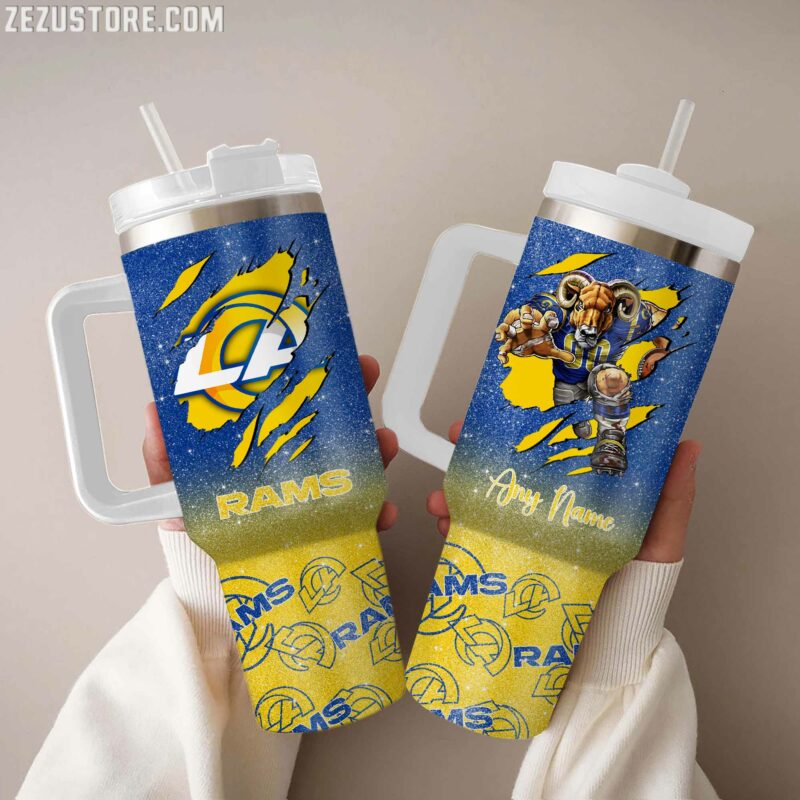Los Angeles Rams NFL Custom Stanley Quencher 40oz Stainless Steel Tumbler With Handle