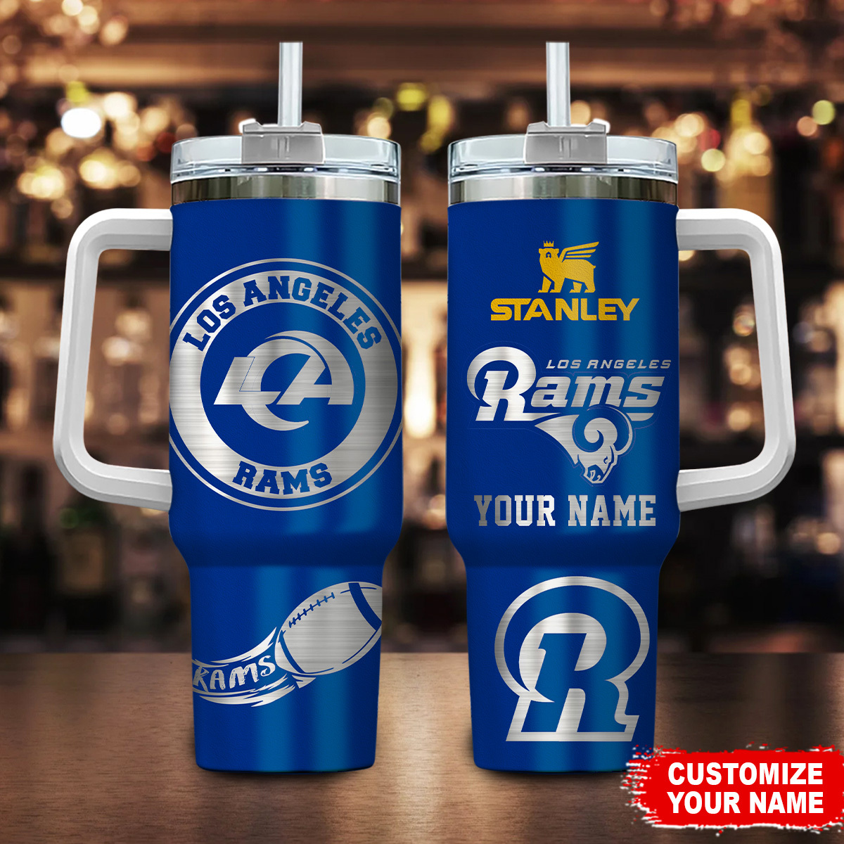 Los Angeles Rams NFL Custom Stanley Quencher 40oz Stainless Steel Tumbler With Handle