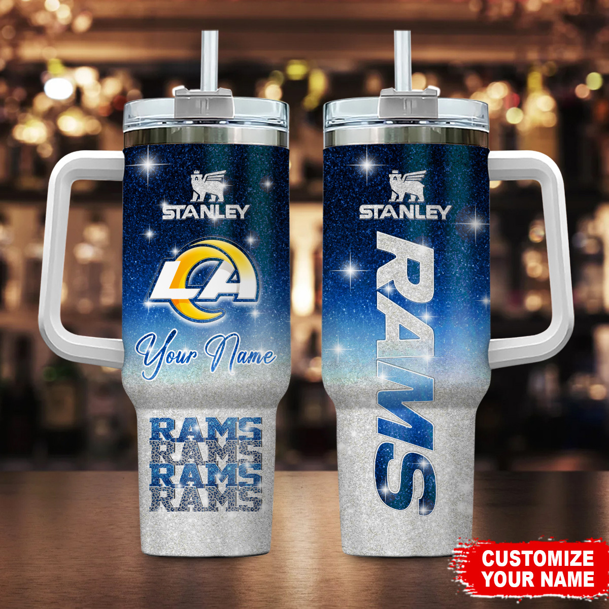 Los Angeles Rams NFL Custom Stanley Quencher 40oz Stainless Steel Tumbler With Handle