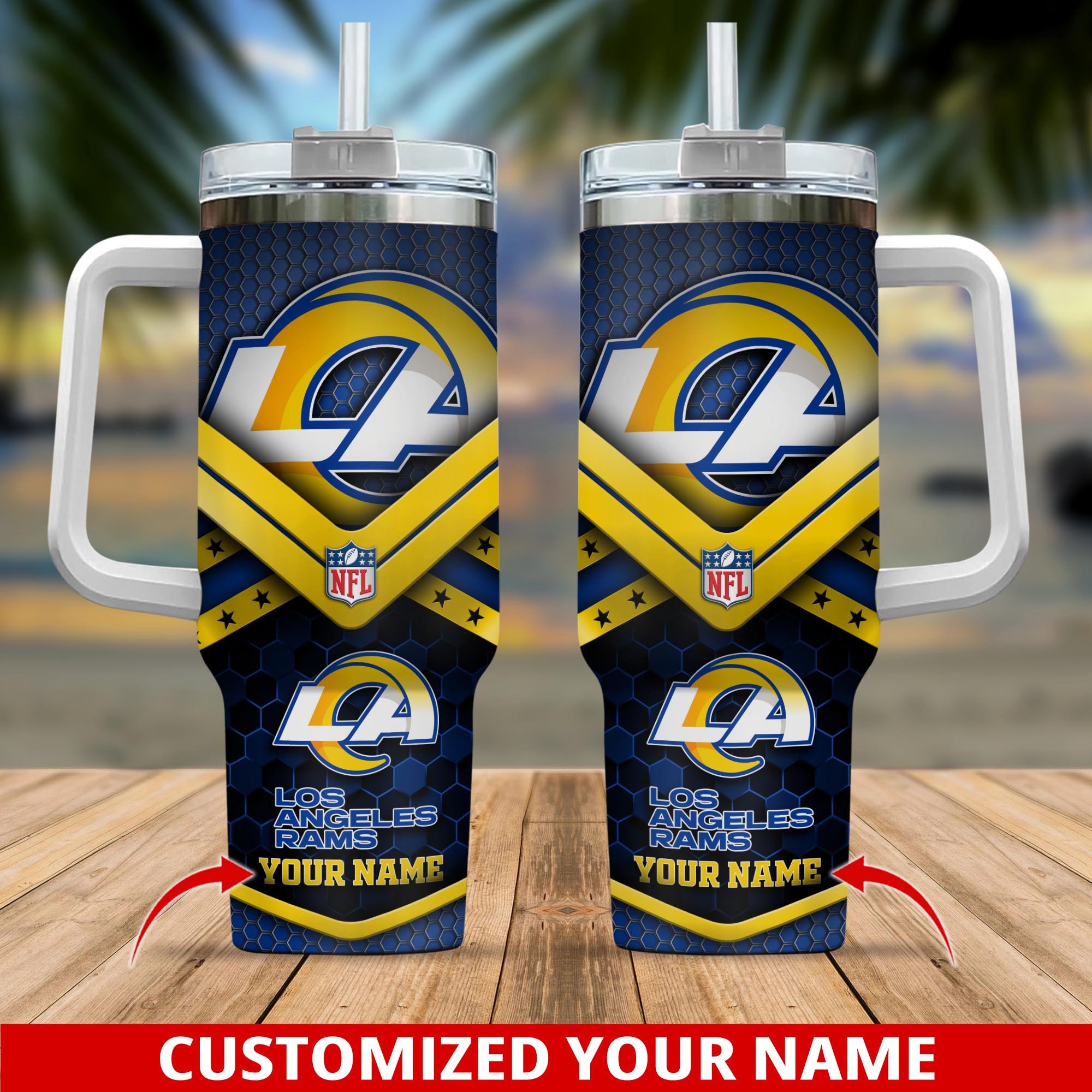 Los Angeles Rams NFL Custom Stanley Quencher 40oz Stainless Steel Tumbler With Handle