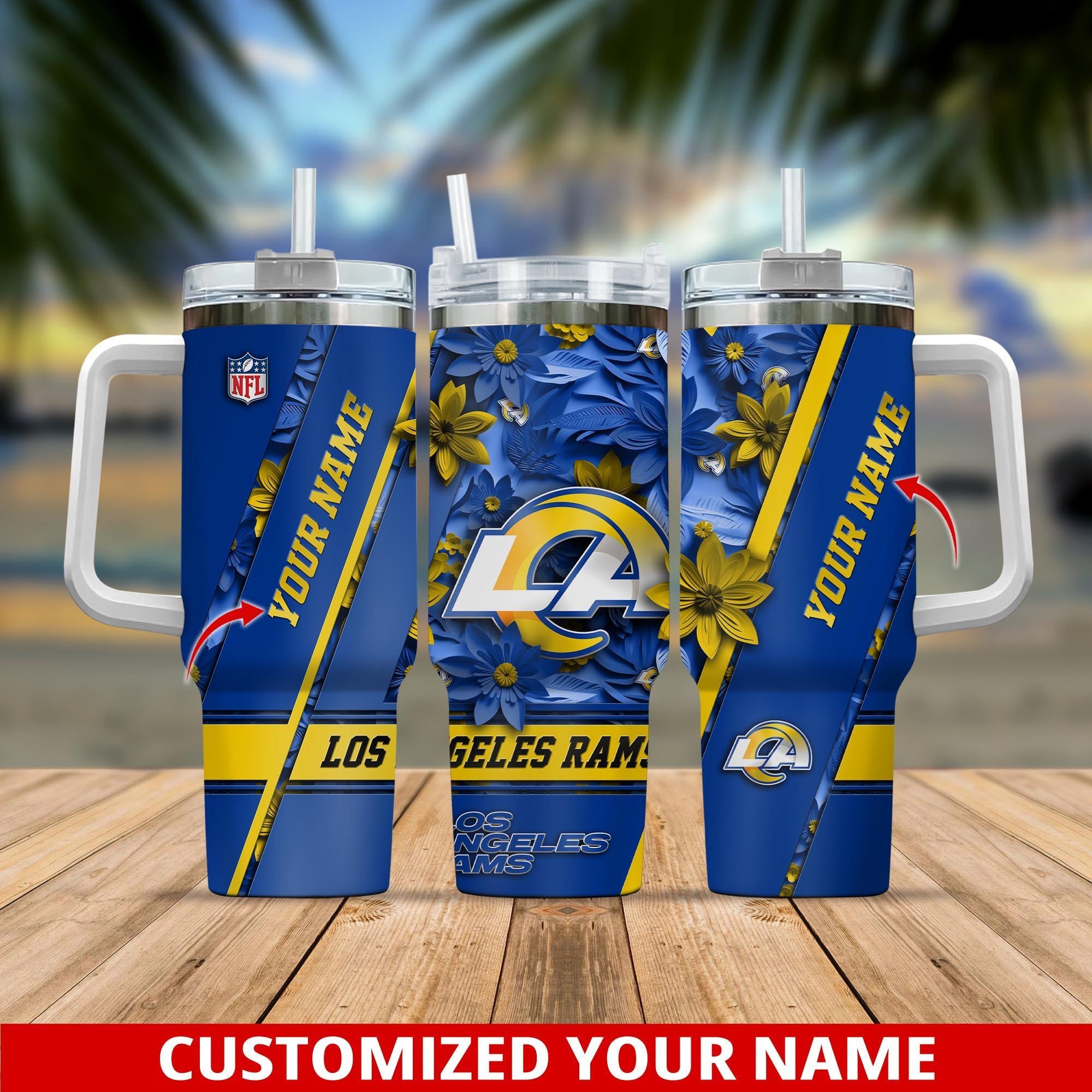 Los Angeles Rams NFL Custom Stanley Quencher 40oz Stainless Steel Tumbler With Handle