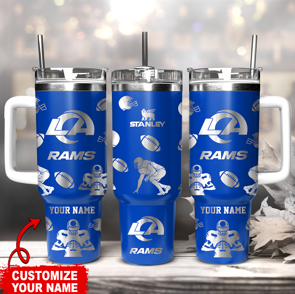 Los Angeles Rams NFL Custom Stanley Quencher 40oz Stainless Steel Tumbler With Handle